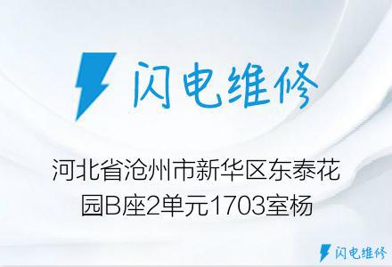 河北省沧州市新华区东泰花园B座2单元1703室杨